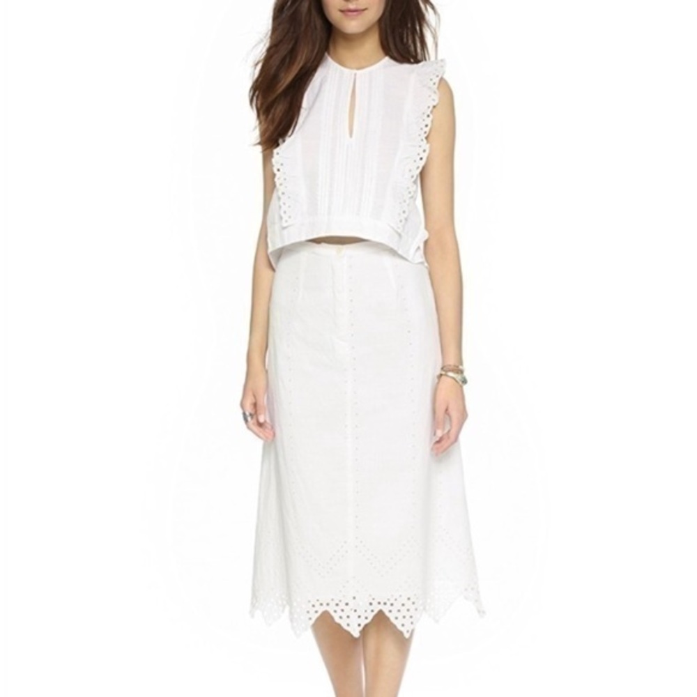 NWT st. roche ivory/ white eyelet polly midi skirt size extra small xs
